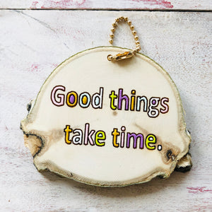 Mini Wood Round Good Things Keychain - littlelightcollective