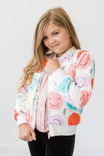 Load image into Gallery viewer, Just Smile Satin Jacket - Happy Print - littlelightcollective