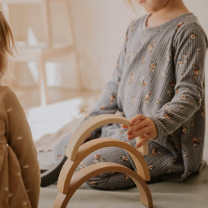 Wooden Rainbow Toy Arch Stacker from Wood Gift for Children - littlelightcollective