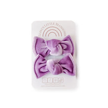 Load image into Gallery viewer, Knot Pigtails // Lavendar Velvet Bows - littlelightcollective