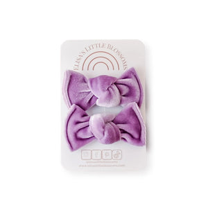 Knot Pigtails // Lavendar Velvet Bows - littlelightcollective
