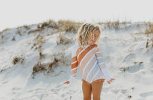 Load image into Gallery viewer, Pre-Order Beige Stripe Rainbow Zip Rash Guard Swimsuit - littlelightcollective