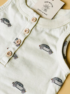 Organic VW Henley, Baby Romper, with Snap Shorts - littlelightcollective