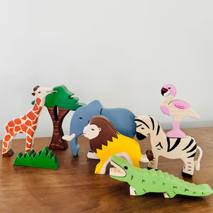 Unboxed Wooden Safari Animals set - littlelightcollective