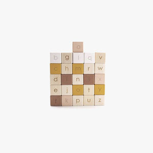 English Alphabet Block Set of Cubes for Children Wooden Toy - littlelightcollective