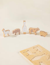 Load image into Gallery viewer, Set of 5 Barn Animals on Wooden Plate - littlelightcollective