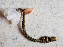 Load image into Gallery viewer, Braided Leather Pacifier / Toy Clip multicolors - littlelightcollective