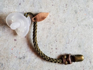 Braided Leather Pacifier / Toy Clip multicolors - littlelightcollective