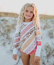 Load image into Gallery viewer, Kids Boho Stripe Rainbow Zip Guard One Piece Swimsuit - littlelightcollective