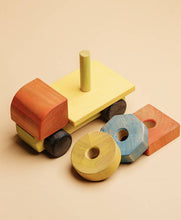 Load image into Gallery viewer, Wooden Truck Sorter Pyramid Painted - littlelightcollective