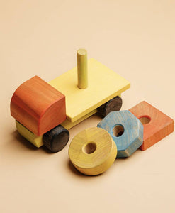 Wooden Truck Sorter Pyramid Painted - littlelightcollective