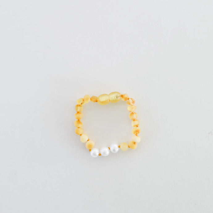 CanyonLeaf - Kids: Raw Amber + Pearl || Bracelet - littlelightcollective