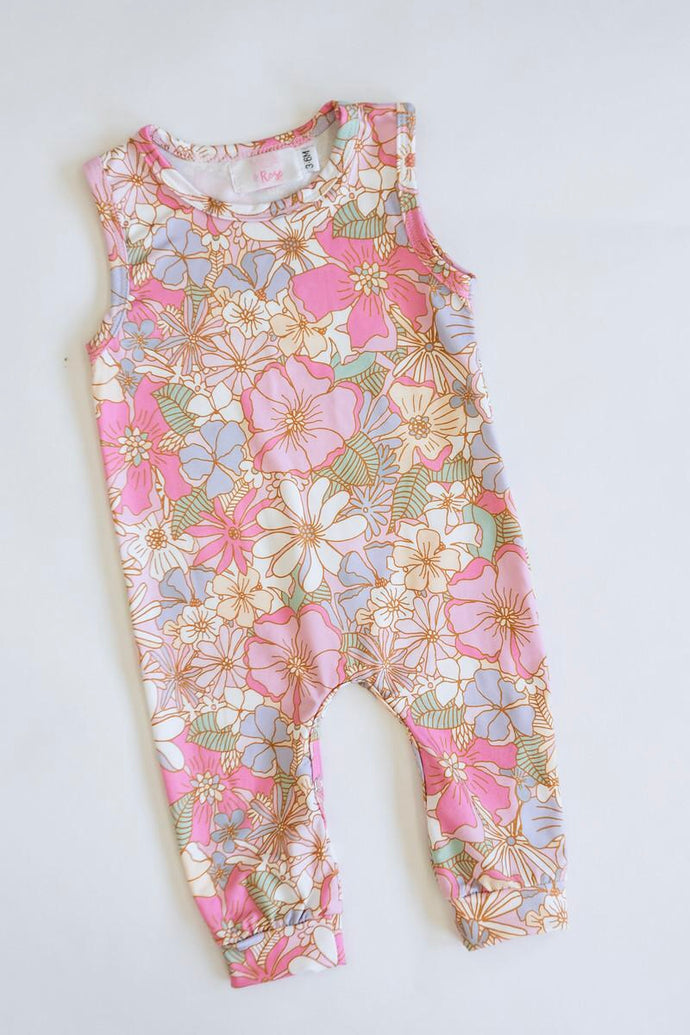 Boho Floral Romper - Pink - littlelightcollective