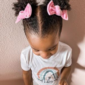 Knot Pigtails // Baby Pink Velvet Bows - littlelightcollective