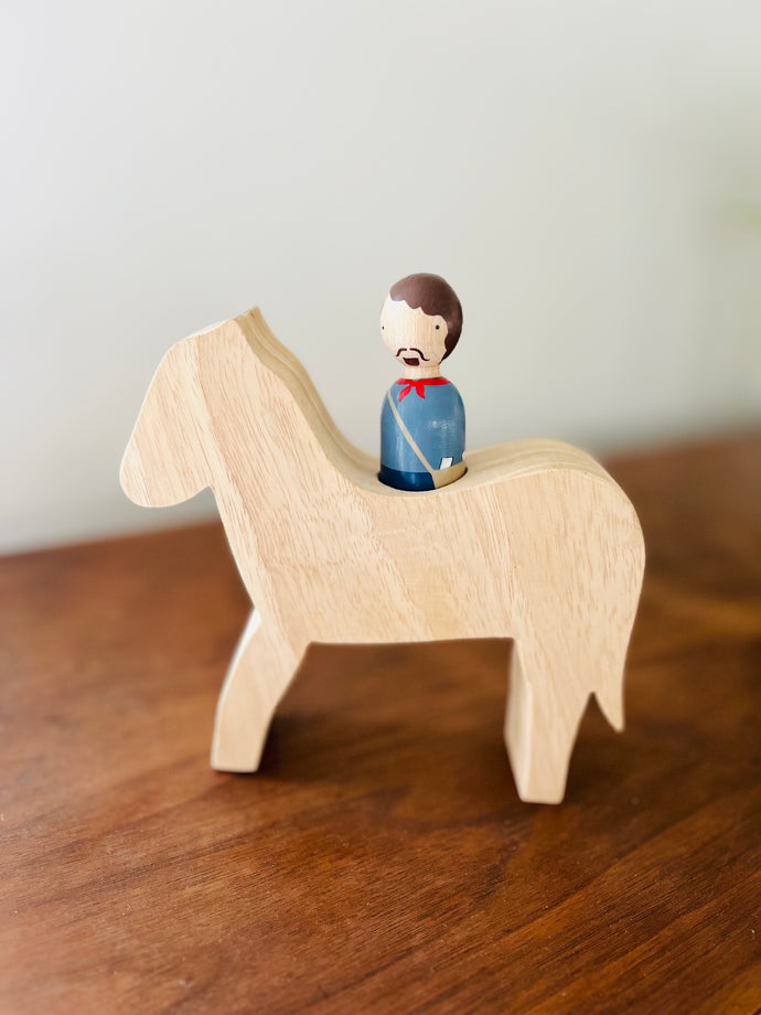 Unboxed item- Pony Express Wooden Rider and Horse - littlelightcollective