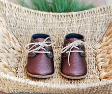 Load image into Gallery viewer, Lace Up Oxford Moccasin - Metallic Burgandy - littlelightcollective