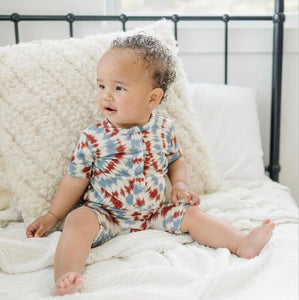 Bamboo Infant/Toddler Shortie Romper- Americana Tie Dye - littlelightcollective