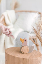 Load image into Gallery viewer, Wooden Pull Toy Pink Duck - littlelightcollective