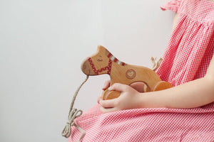 Wooden Pull Toy Red Horse - littlelightcollective