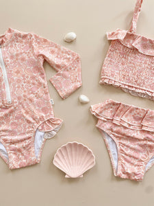 Shirred Two Piece Swimsuit- Retro Seashell - littlelightcollective
