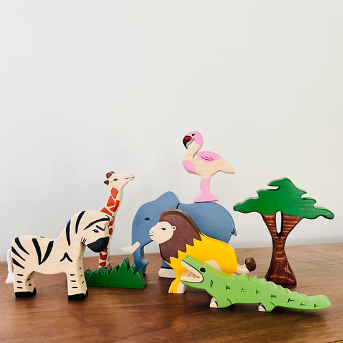 Unboxed Wooden Safari Animals set - littlelightcollective