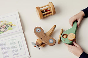 Wooden Mint Green Helicopter Toy - littlelightcollective