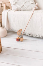 Load image into Gallery viewer, Wooden Push Toy Rabbit with a Drum - littlelightcollective