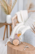 Load image into Gallery viewer, Wooden Pull Toy Pink Duck - littlelightcollective