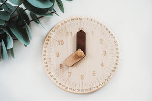 Wooden toy clock - littlelightcollective