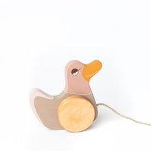 Load image into Gallery viewer, Wooden Pull Toy Pink Duck - littlelightcollective