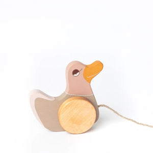 Wooden Pull Toy Pink Duck - littlelightcollective