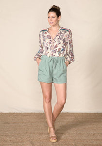 Size Large  Piper Flowy Sage Shorts - littlelightcollective
