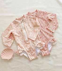Ruffle Swimsuit- Peach Seashell - littlelightcollective