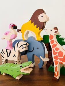 Unboxed Wooden Safari Animals set - littlelightcollective