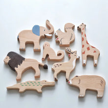 Load image into Gallery viewer, Safari Wooden Animals Natural Set - littlelightcollective