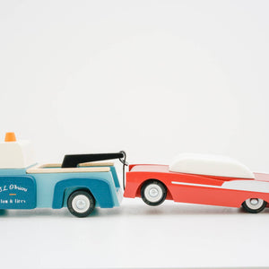 Wooden Toy Car Tow Truck - Wrecker - littlelightcollective