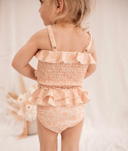 Shirred Two Piece Swimsuit- Peach Seashell - littlelightcollective