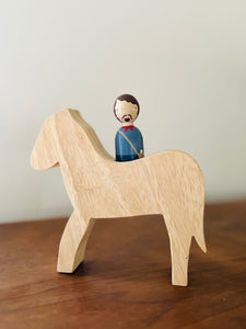 Unboxed item- Pony Express Wooden Rider and Horse - littlelightcollective
