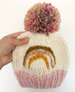 Pink Rainbow knit beanie - littlelightcollective