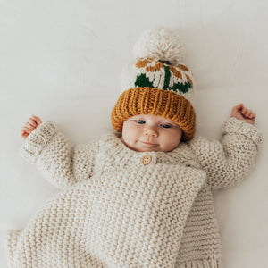 Coneflower Gold Hand Knit Beanie Hat - littlelightcollective