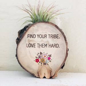 Find Your Tribe Medium Wood Round Magnet (Air Plant Magnet) - littlelightcollective