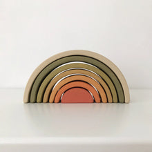 Load image into Gallery viewer, Wooden Rainbow Mini | Arch Stacking Toy | Flower Meadow - littlelightcollective