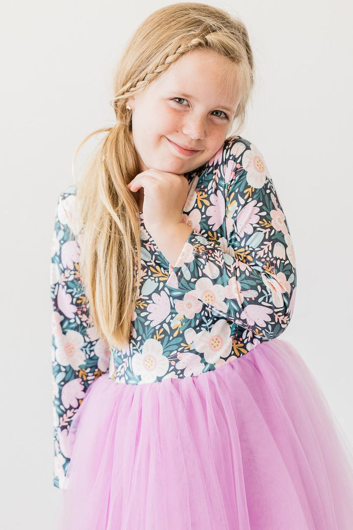 Fall Florals Tutu Fall Dress - Lilac - littlelightcollective