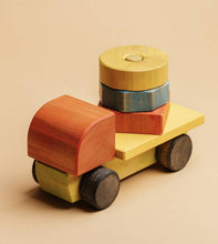Load image into Gallery viewer, Wooden Truck Sorter Pyramid Painted - littlelightcollective