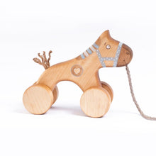 Load image into Gallery viewer, Wooden Pull Toy Blue Horse - littlelightcollective