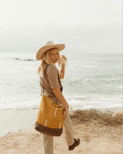 Mustard Lined Mudcloth Tote - littlelightcollective