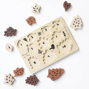 Wooden Tray Puzzle - Count to 10 Leaves - littlelightcollective