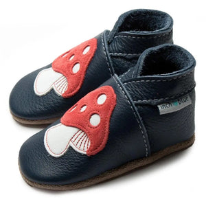 Toadstool Navy Leather Baby Shoes - littlelightcollective