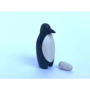 Wooden Penguin Figurine With an Egg - littlelightcollective
