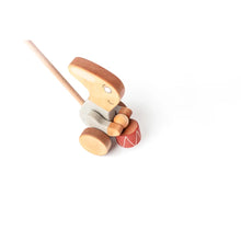 Load image into Gallery viewer, Wooden Push Toy Rabbit with a Drum - littlelightcollective